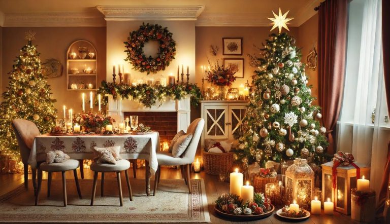 Home Kerstdecoratie voorbeelden met verlichting, kerstballen en feestelijke versieringen voor een warme huissfeer